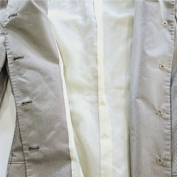 Vintage Carolina Herrera 100% Silk Pinstripe 2 Piece Power Suit Skirt Blazer 10 - Picture 15 of 15